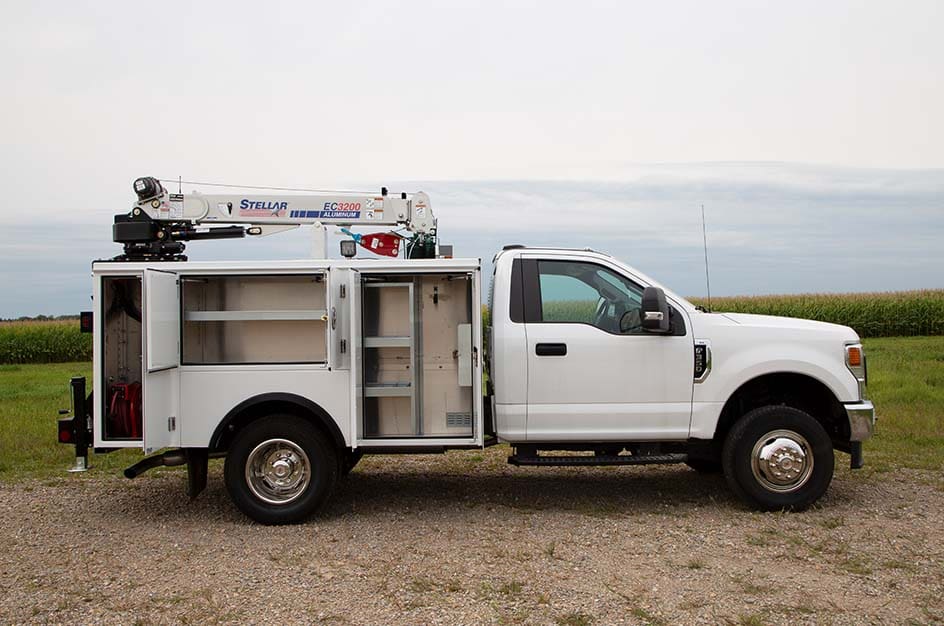 A white TMAX 16K with doors open facing to the right